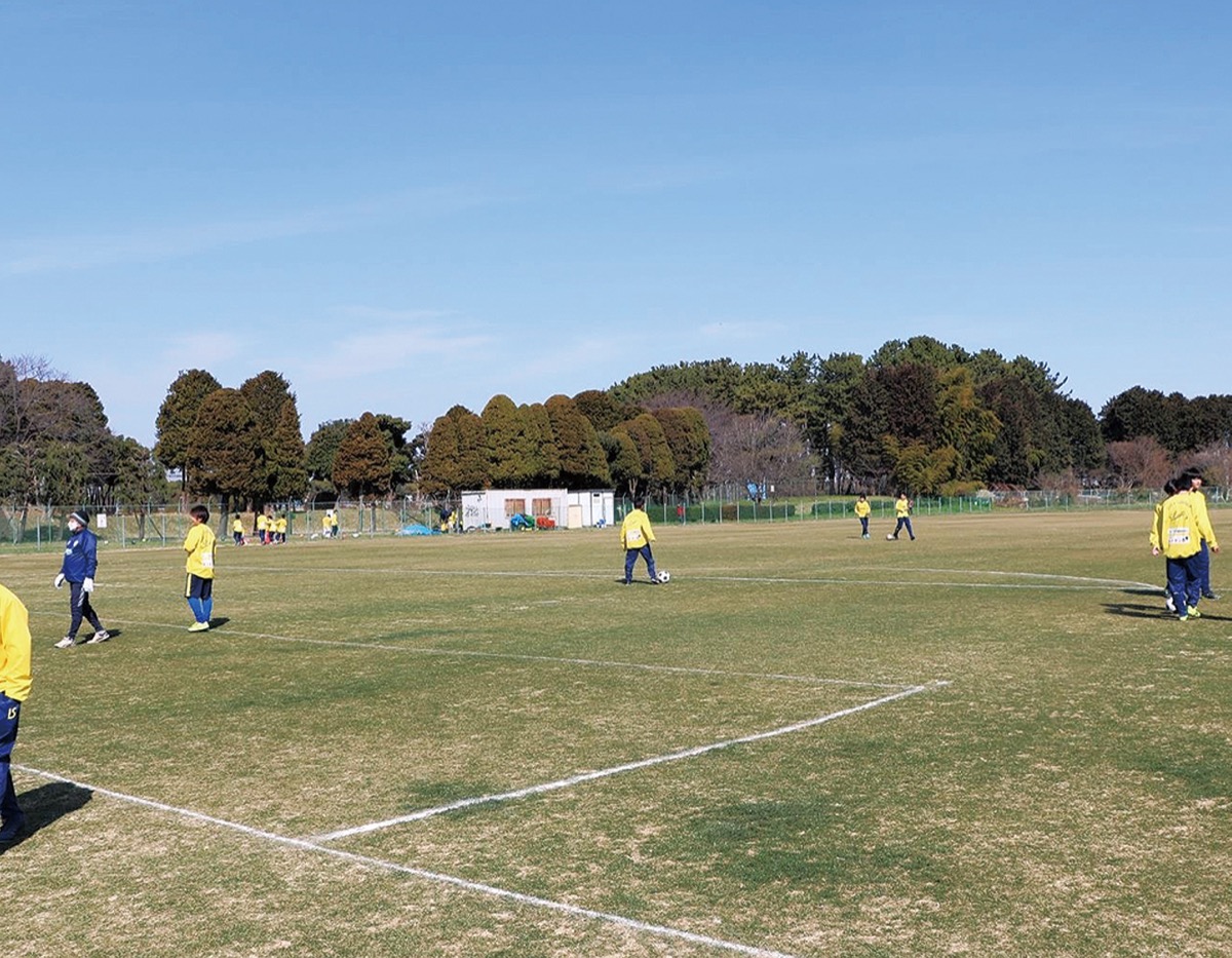 天然芝のサッカー場完成