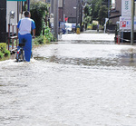 台風で冠水した道路