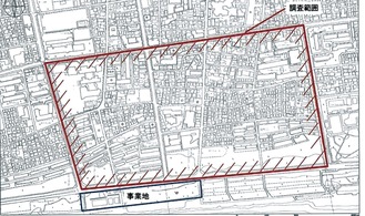 塩と風の調査範囲（赤い囲み）。青い囲みが事業地