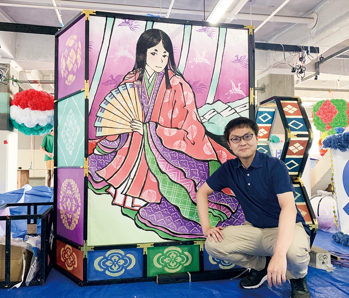 櫻井さんと掲出前の飾り