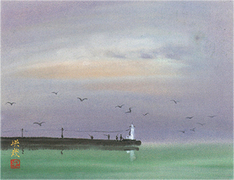 大磯港の灯台を描いた作品（1975年ごろ）