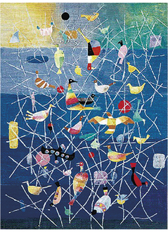 新作の版画作品『鳥達の歌』