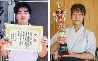 県予選優勝の小田さん（右）と８位入賞の三嶽さん