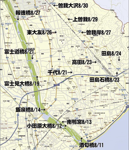 ダイヤモンド富士撮影スポット＝渋谷義一さん作成