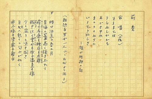 『瀧口入道』の原稿