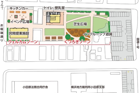 計画地のレイアウト案（小田原市の資料から作成）