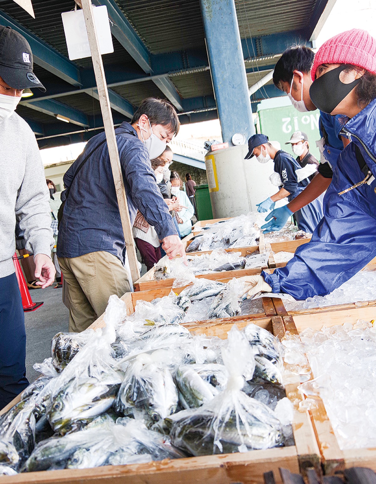 水揚げされたばかりの魚が瞬く間に姿を消した