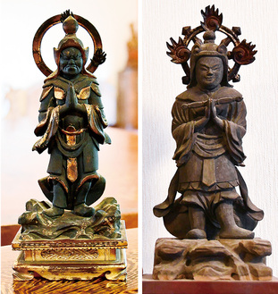 韋駄天木像（右・極楽寺、左・自得寺）