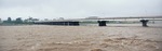 大雨の影響で大幅に増水した酒匂川（７月３日撮影）