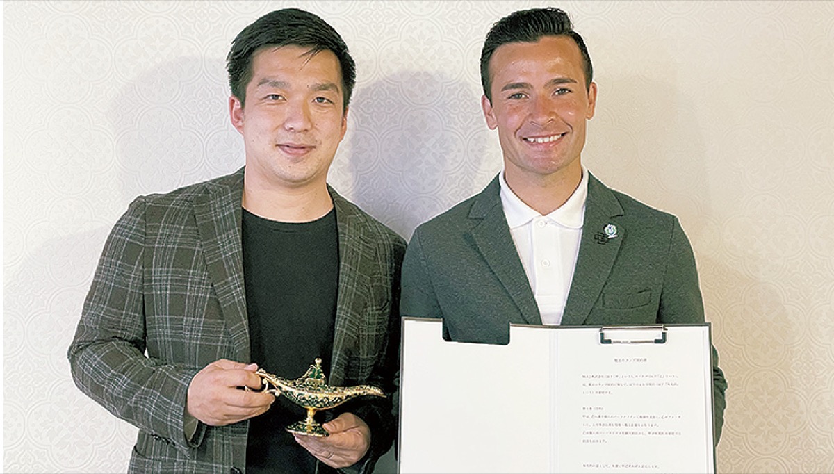 坪井社長とロドリゴ選手