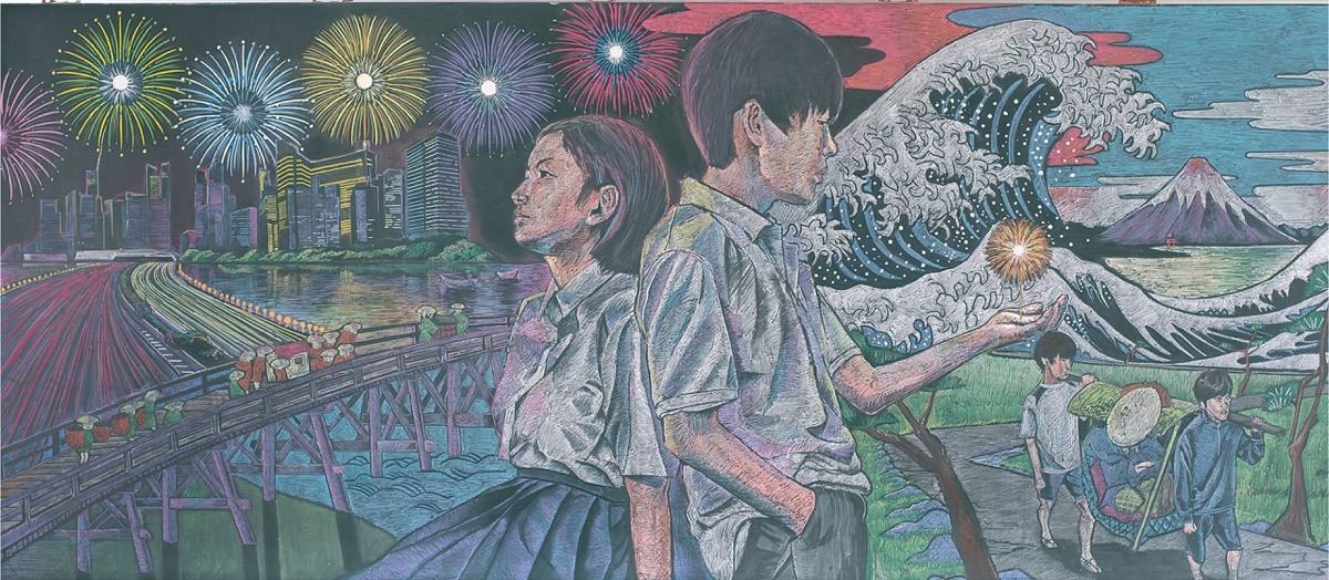 受賞作品（おおよそ天地１１０cm、左右２２０cm）