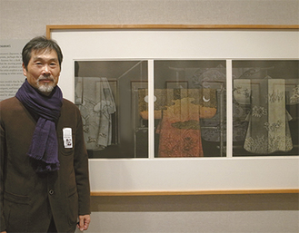 シカゴ美術館に展示されている作品「着物―四季―」と浜西さん
