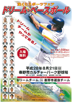 元プロ野球選手が参加するドリーム・ベースボールのポスター