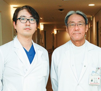 脳神経外科の廣田暢夫部長(右）と森信 哲医師(左）の2人の常勤医師