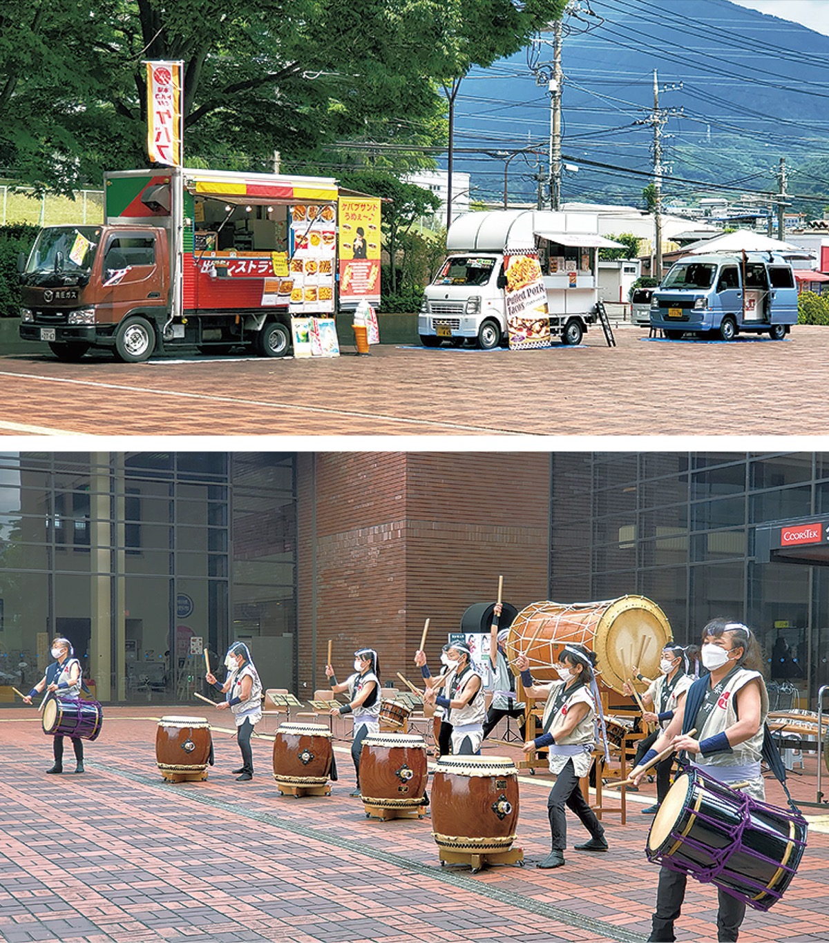 先月の“サタフェス”の様子。今回もキッチンカー来場。ステージは夏バージョンで４団体が出演予定だ